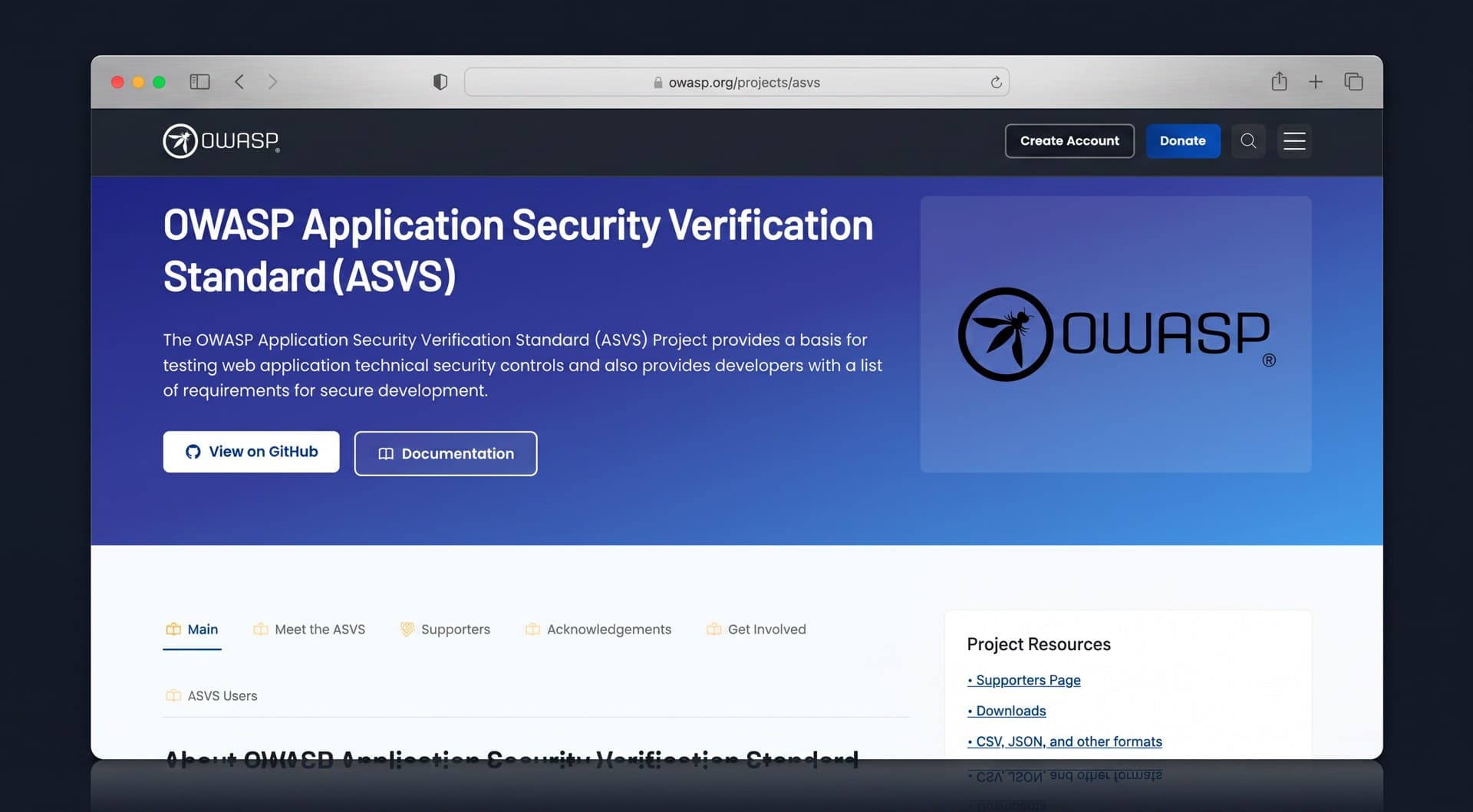 OWASP Application Security Verification Standard (ASVS) project page
